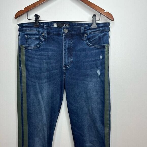 Kut from the Kloth Women's 10 Connie High Rise Ankle Skinny Jean Blue Stripe - Picture 3 of 13